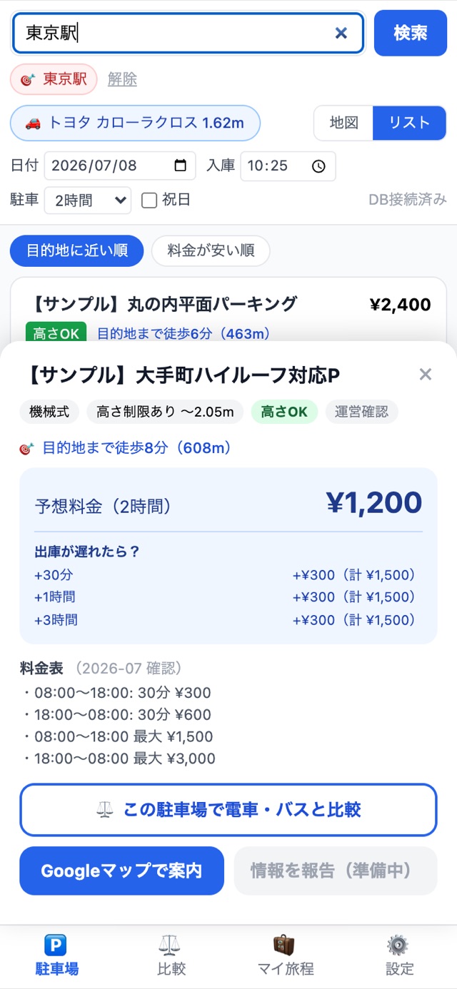 予想料金と「出庫が遅れたら？」シナリオ